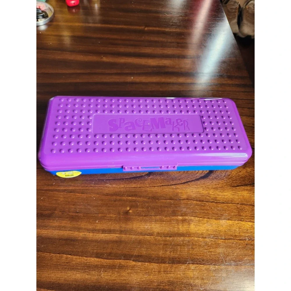 Rare Vintage 90s Spacemaker Pencil Box extra long ruler Case School Supplies